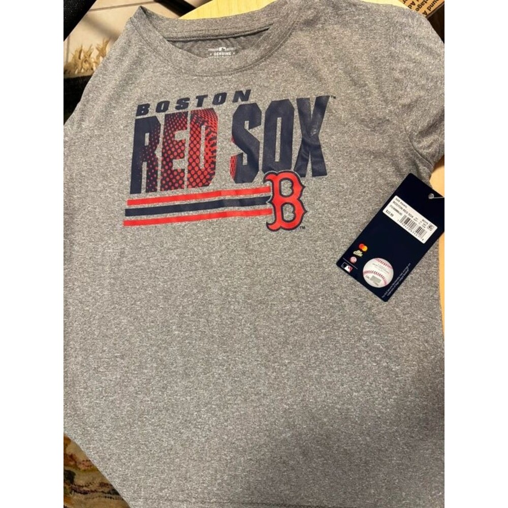 Boston Red Sox Boys XS 4/5 Shirt MLB Baseball Gray Athletic New Genuine